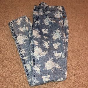 Floral print jeans